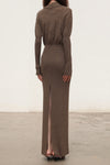 OUDE WAAG 25 Fall/Winter Asymmetrical Neck Wool Knit Dress OW-OW-25AW-KD05W1BR430-HZ Gray Brown